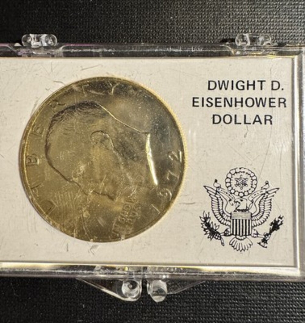 Gold Plated 1974 Eisenhower Dollar in Display Case